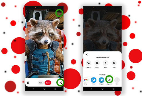 Copy Pinterest link from browse section