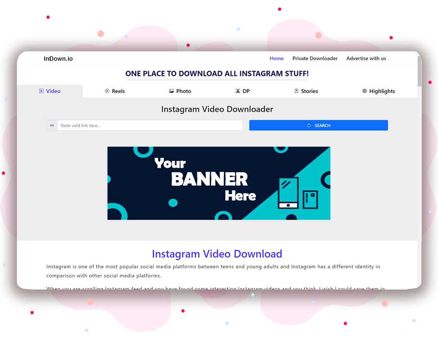 Premium banner advertising placements on our platform